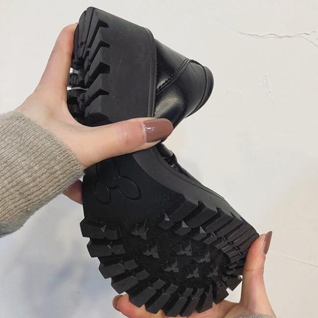 ビット付き ローヒール 厚底 l シューズ 靴 くつ クツ 4cmヒール 太