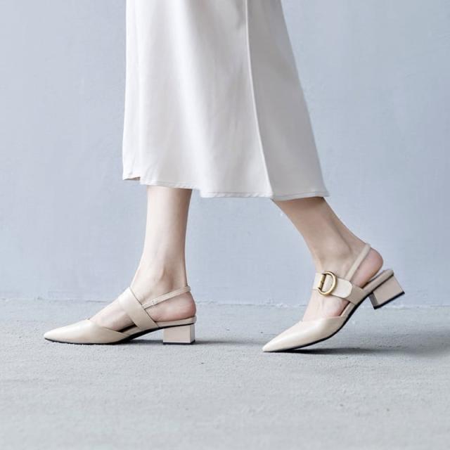 サンダル ヒール ローヒール l レザー ヨーロピアン 欧州風 きれいめ カジュアル 大人 上品 おしゃれ お洒落 レトロ エレガント きちんと感 大