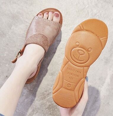 ファー レザー ぺたんこ l シューズ 靴 くつ クツ サンダル 2cmヒール