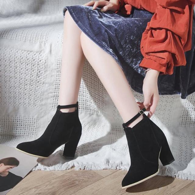 シューズ 靴 くつ l ブーツ レディースシューズ レディースブーツ ショートブーツ ヒール 7cmヒール ポインテッドトゥ ストラップ アンクルストの通販は 5,296円