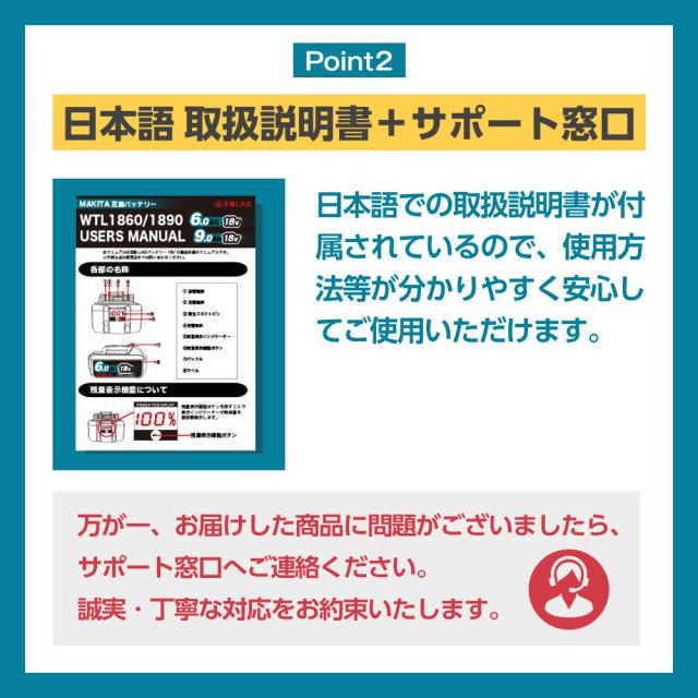 【2個セット】互換ラボ マキタ 互換バッテリー MAKITA 互換 LAB 18V 9Ah 9.0Ah Waitley 掃除機 充電器 インパクト ブロワー 対応 LED デジタル残量表示_4