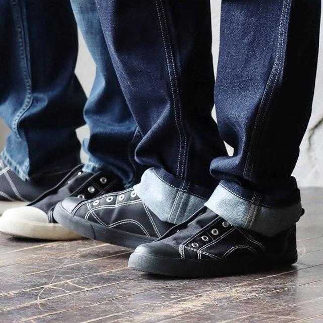パンツ テーパード レディース メンズ デニムパンツ デニム ワーク ペグトップ ノンストレッチ 綿100％ インディゴ ユーズド ワンウォッシュ 体型カバー 美脚 美尻 脚長 細見え すっきり カジュアル アメカジ PATY パティ cafetty カフェッティ_3