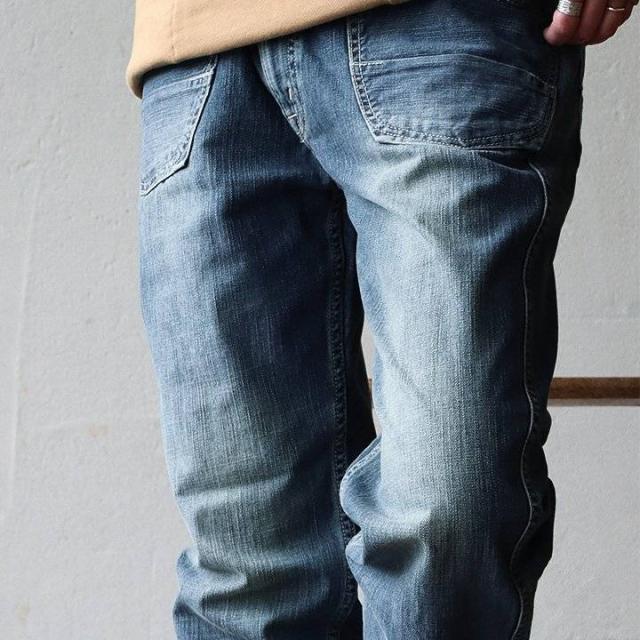 パンツ テーパード レディース メンズ デニムパンツ デニム ワーク ペグトップ ノンストレッチ 綿100％ インディゴ ユーズド ワンウォッシュ 体型カバー 美脚 美尻 脚長 細見え すっきり カジュアル アメカジ PATY パティ cafetty カフェッティ_10