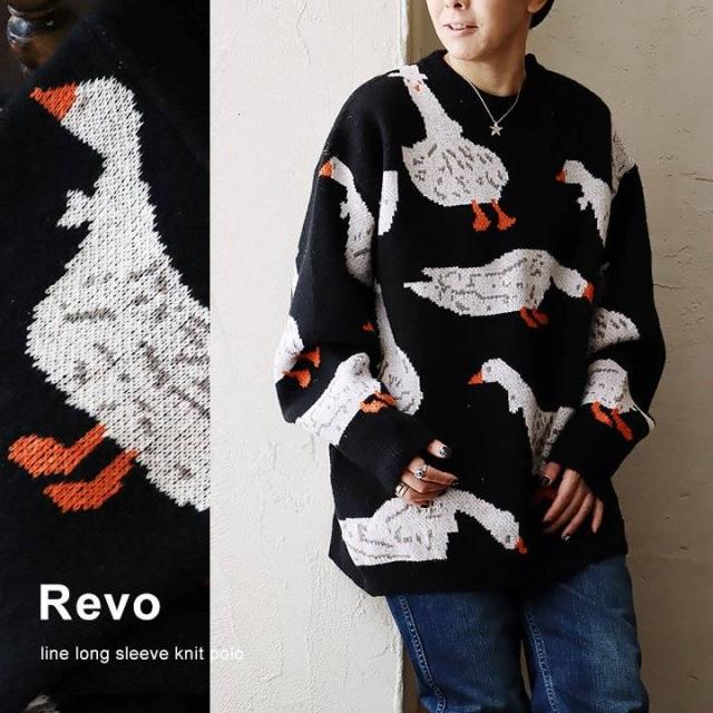 ニット 長袖 メンズ レディース クルーネック ジャガード ダック柄 派手 厚手 肉厚 丈夫 伸縮性 ゆったり 大きいサイズ 体型カバー 秋 冬 暖かい カジュアル パティの通販は 6,653円