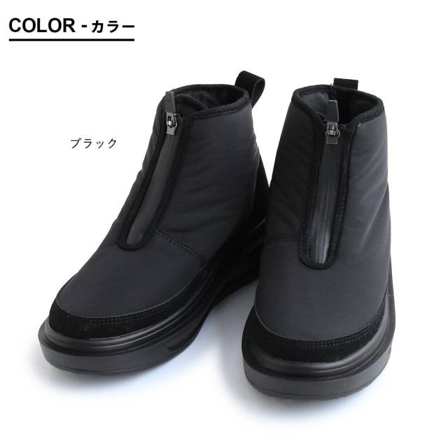 SUBU スブ ブーツ スノーシューズ ウィンターブーツ メンズ レディース アンクル丈 ショート ブラック 黒 厚底 裏起毛 ボア 暖かい 防寒 KAMAN カマン クッション インソール すっきり 止水ジッパー カジュアル 秋 冬 パティ_1