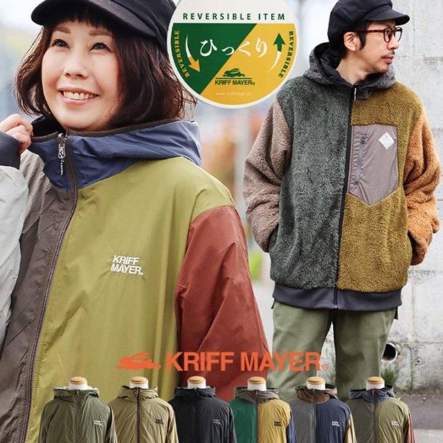 【美品】KRIFF MAYER フード付き中綿コート オリーブグリーン　130 KRIFF MAYER クリフメイヤー アウター ジャケット ひっくりジャケット