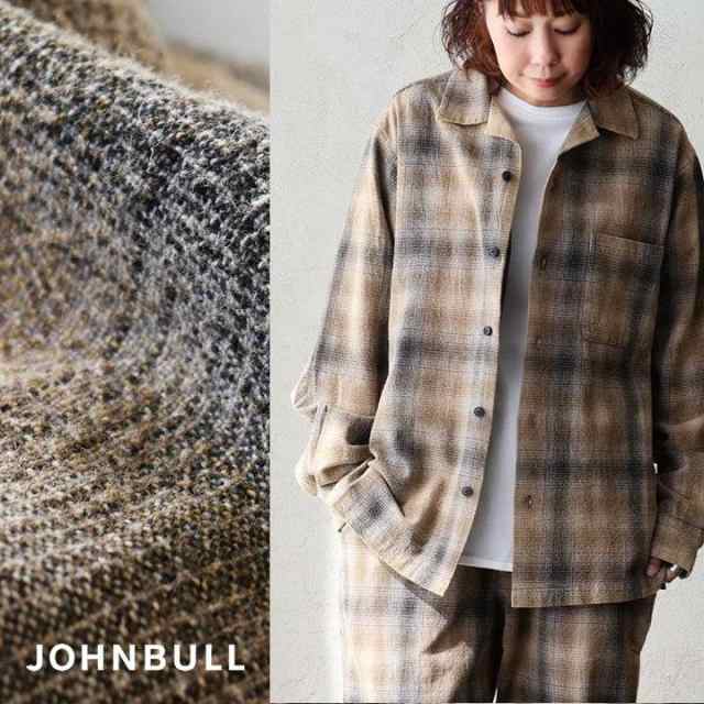 Johnbull ジョンブル シャツ チェックシャツ メンズ レディース オンブレーチェック 綿100 コットン ゆったり 大きいサイズ オープンカラ