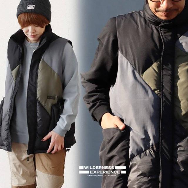 ベスト 前開き メンズ レディース 重ね着 ハイネック 配色切り替え ポリエステル 中綿 暖かい 防寒 軽い ポケット 大きいサイズ カジュアル ミリタリー 秋 冬 パティ WILDERNESS EXPERIENCE ウィルダネスエクスペリエンスの通販は