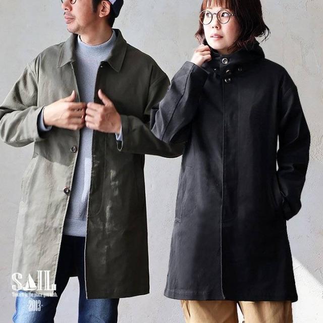 コート ステンカラーコート ミドル丈 メンズ レディース ゆったり 裏地付き 着痩せ しっかり 丈夫 軽い すっきり 体型カバー フード 取外し可 通勤 旅行 大き目 カジュアル パティ SAIL セイルの通販は