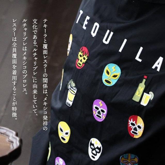 シャツ 5分袖 メンズ レディース 刺繍 覆面レスラー お酒 テキーラ 綿100 コットン しっかり生地 ハリ 大きいサイズ 体型カバー 重ね着 カジュアル 夏 パティ YOIDORE ヨイドレ_3