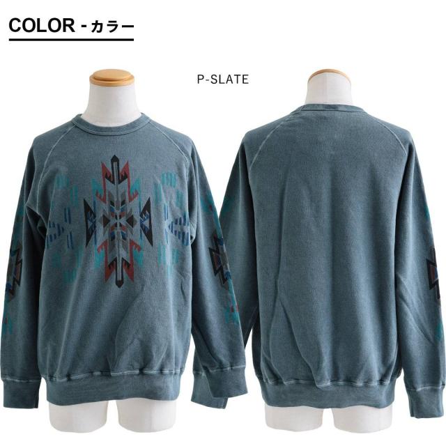 BLUETO×Good On 限定 トレーナー スウェット メンズ レディース しっかり 丈夫 軽い 柔らかい USA コットン 綿100 ピグメント チマヨ ラグ プリント ラグラン 秋 冬 お尻 隠れ カバー 色合い スエット アメカジ パティ_1