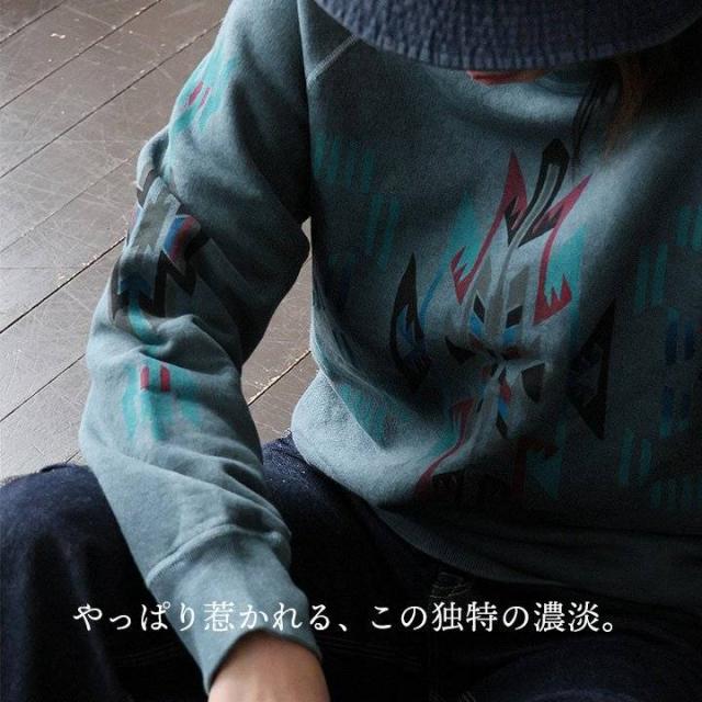 BLUETO×Good On 限定 トレーナー スウェット メンズ レディース しっかり 丈夫 軽い 柔らかい USA コットン 綿100 ピグメント チマヨ ラグ プリント ラグラン 秋 冬 お尻 隠れ カバー 色合い スエット アメカジ パティ_2