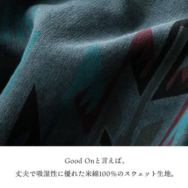 BLUETO×Good On 限定 トレーナー スウェット メンズ レディース しっかり 丈夫 軽い 柔らかい USA コットン 綿100 ピグメント チマヨ ラグ プリント ラグラン 秋 冬 お尻 隠れ カバー 色合い スエット アメカジ パティ_3