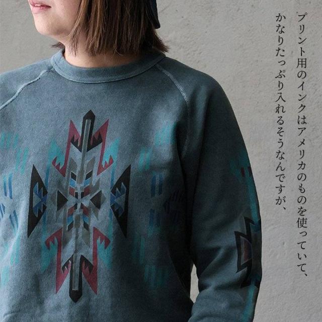 BLUETO×Good On 限定 トレーナー スウェット メンズ レディース しっかり 丈夫 軽い 柔らかい USA コットン 綿100 ピグメント チマヨ ラグ プリント ラグラン 秋 冬 お尻 隠れ カバー 色合い スエット アメカジ パティ_14
