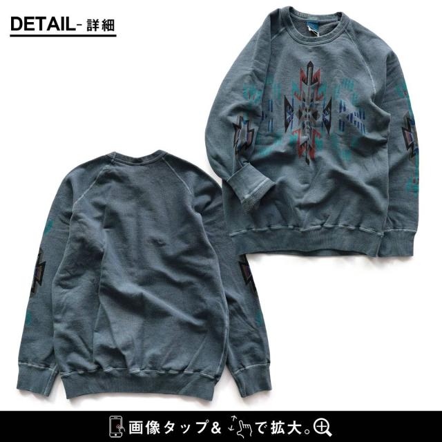 BLUETO×Good On 限定 トレーナー スウェット メンズ レディース しっかり 丈夫 軽い 柔らかい USA コットン 綿100 ピグメント チマヨ ラグ プリント ラグラン 秋 冬 お尻 隠れ カバー 色合い スエット アメカジ パティ_18