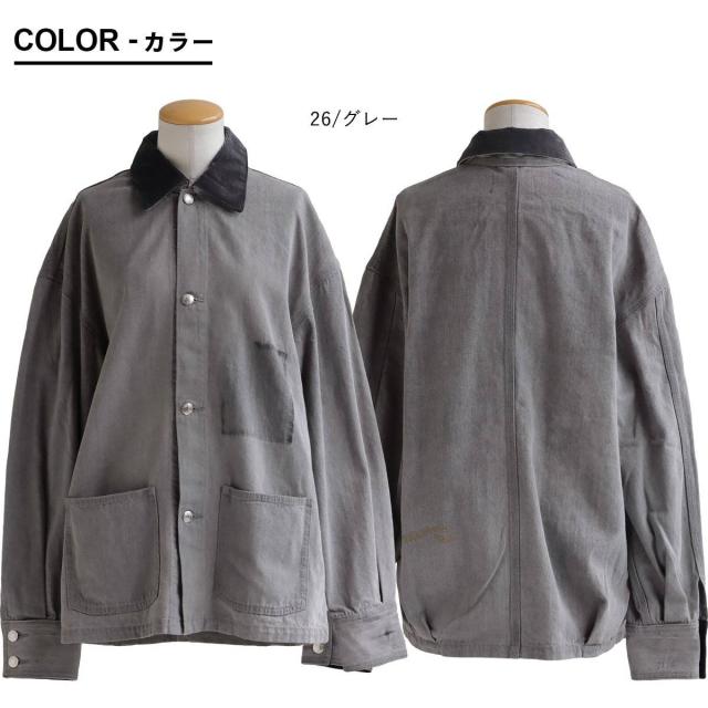 Antgauge アントゲージ カバーオール ジャケット レディース デニム 異素材切り替え コーデュロイ 綿100 コットン しっかり生地 ゆったり 大きいサイズ ハンディングブルゾン カジュアル ミリタリー ヴィンテージ 秋 冬 春 パティ Antgauge アントゲージ カバーオール ジャケット レディース デニム 異