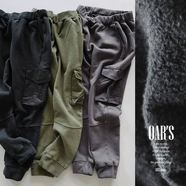 スウェット パンツ メンズ レディース 暖かい 裏起毛 綿100% USA コットン しっかり 丈夫 ヘビーオンス テーパード 膝ダーツ バイカーパンツ カーゴ ポケット かっこいい スリム カジュアル パティ OAR’S オールズ_3