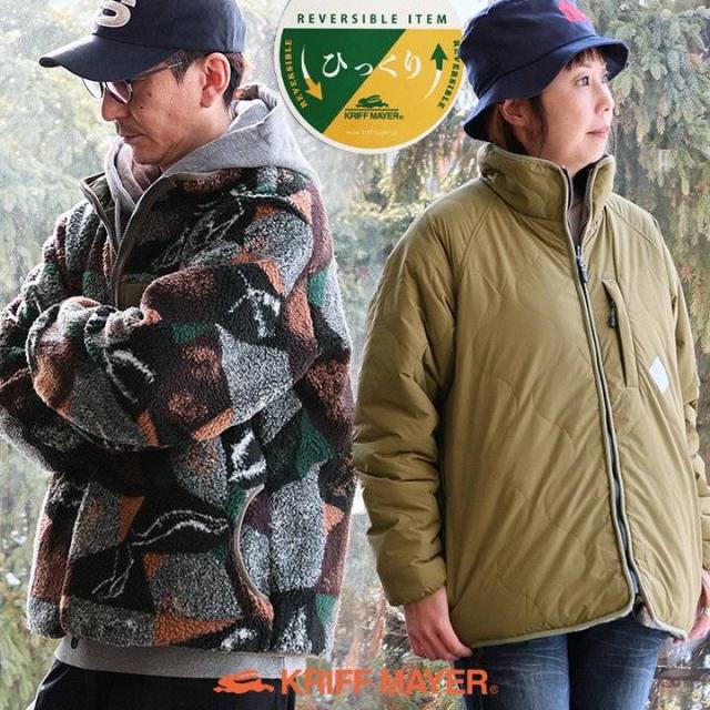 KRIFF MAYER クリフメイヤー ジャケット スタンドネック リバーシブル ナイロン 薄中綿 ボア ポリエステル 暖かい 軽い ポケット ゆったり 大きいサイズ カジュアル 秋 冬 パティ