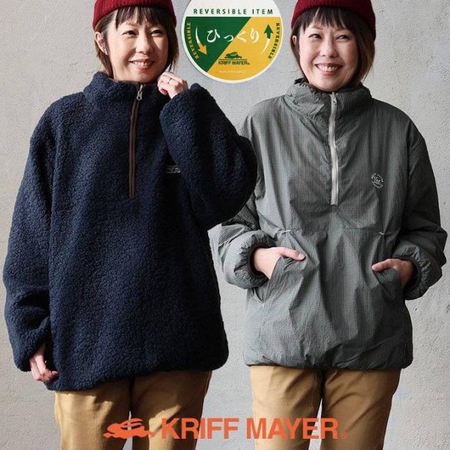 KRIFF MAYER クリフメイヤー ジャケット 長袖 ハーフジップ レディース スタンドネック 無地 チェック柄 シープボア ポリエステル 配色 暖かい 軽い ゆったり 大きいサイズ カジュアル 秋 冬 パティ