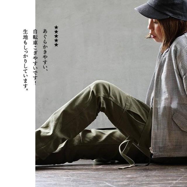 カーゴ パンツ レディース カッコイイ 脚長 スリムフィット ストレート ストレッチ フレアシルエット 変形 Xライン M-51 モチーフ 肉厚 ツイル 小尻 股上深め アメカジ カジュアル パティ OAR’S オールズ_12
