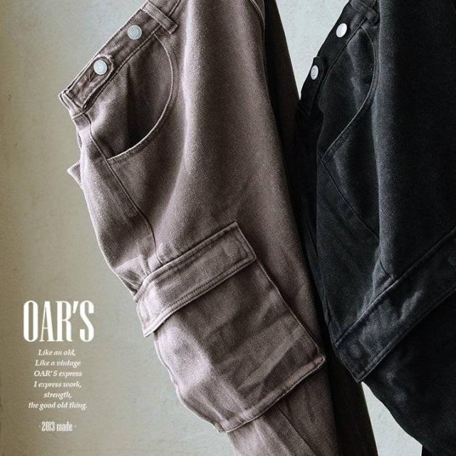 カーゴパンツ デニム メンズ レディース ワイド ストレート 硫化染め ウォッシュ加工 しっかり 丈夫 綿100％ コットン ノンストレッチ カジュアル アメカジ ワーク パティ OAR’S オールズ_3
