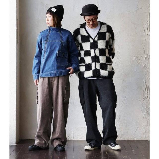 カーゴパンツ デニム メンズ レディース ワイド ストレート 硫化染め ウォッシュ加工 しっかり 丈夫 綿100％ コットン ノンストレッチ カジュアル アメカジ ワーク パティ OAR’S オールズ_4
