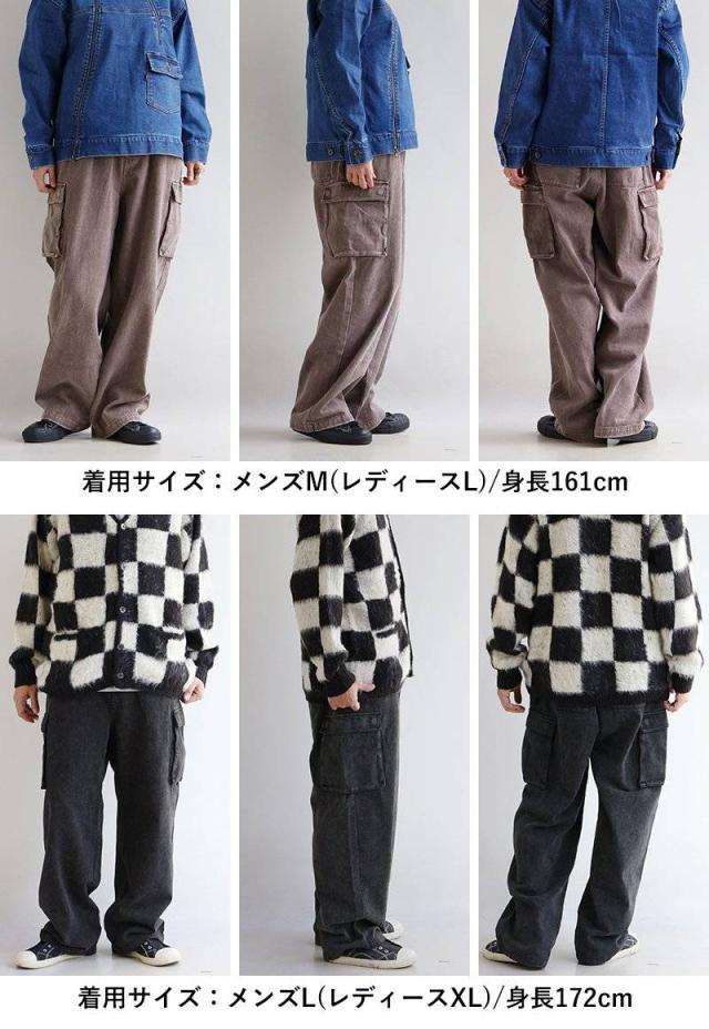 カーゴパンツ デニム メンズ レディース ワイド ストレート 硫化染め ウォッシュ加工 しっかり 丈夫 綿100％ コットン ノンストレッチ カジュアル アメカジ ワーク パティ OAR’S オールズ_17