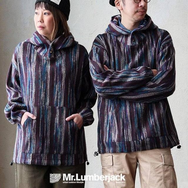 パーカー メキシカンパーカー 長袖 メンズ レディース ポケット ワイド 着痩せ お尻 体系 カバー ハイネック 袖ゴム 裾ドローコード 生地裏使い ゆったり 大き目 ニードルパンチ ニット 大きいサイズ カジュアル 秋 冬 パティ Mr.Lumberjack ミスターランバージャック
