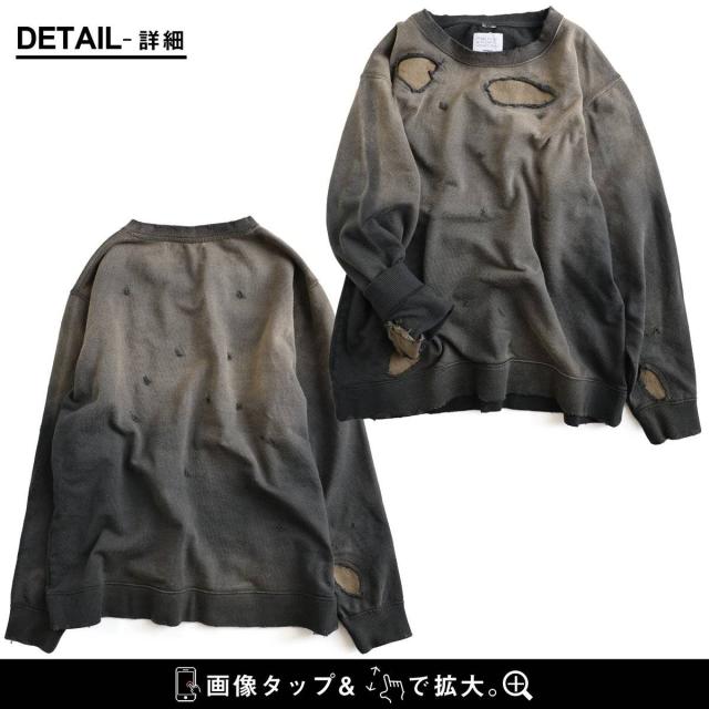 Johnbull ジョンブル スウェット 長袖 レディース クルーネック 綿100 コットン ダメージ 洗い加工 リメイク 裏毛 ゆったり 大きいサイズ 体型カバー カジュアル パティ_15