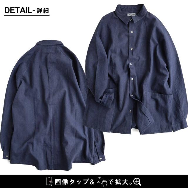 SLOW HANDS スローハンズ シャツ 長袖 メンズ レディース 綿100 コットン ツイル ヘリンボーン しっかり生地 ポケット 大きいサイズ 体型カバー セットアップ可能 重ね着 カジュアル パティ_15