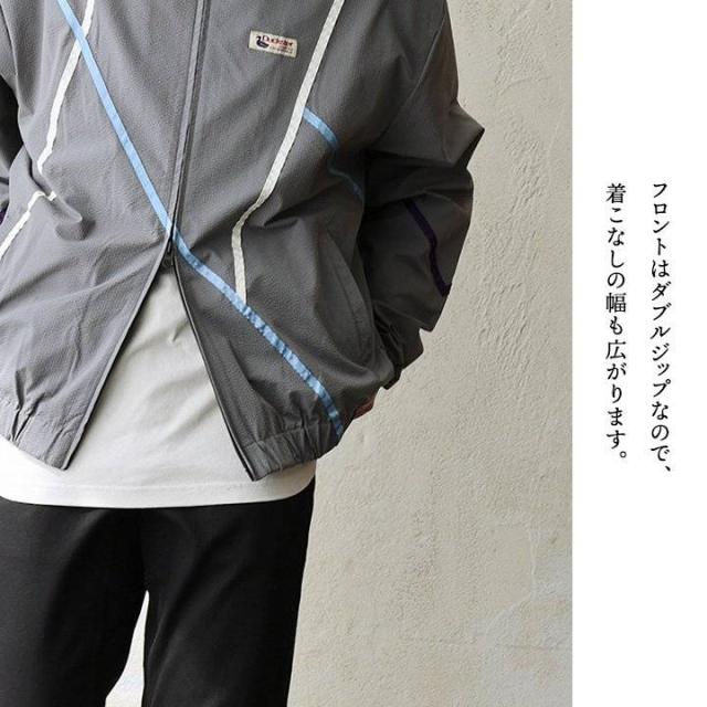 Duckster ダックスター トラックジャケット 長袖 メンズ レディース スタンドネック 配色ライン ワンポイント シアサッカー 薄手 軽い 通気性 楽ちん 動きやすい 涼しい ゆったり 大きいサイズ 体型カバー カジュアル パティ_11