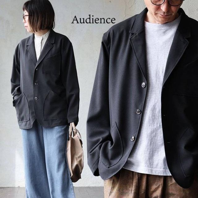 Audience オーディエンス ジャケット 長袖 メンズ レディース Vネック ポリエステル ストレッチ 抗ピリング 軽い 洗濯可能 ポケット ゆったり 大きいサイズ カジュアル オフィスカジュアル 春 夏 秋 パティ