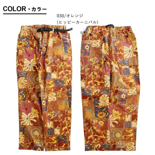 go slow caravan ゴースローキャラバン クライミングパンツ テーパード メンズ レディース 総柄 花柄 フラワー 綿100 コットン しっかり生地 タイプライター ハリ ウエストゴム ゆったり 大きいサイズ すっきり カジュアル アウトドア フェス 夏 パティ_1