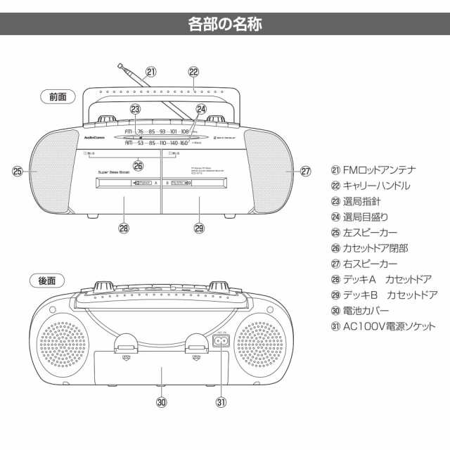 ラジカセ ダブルラジカセ ラジオ AudioComm ダブルラジオカセット