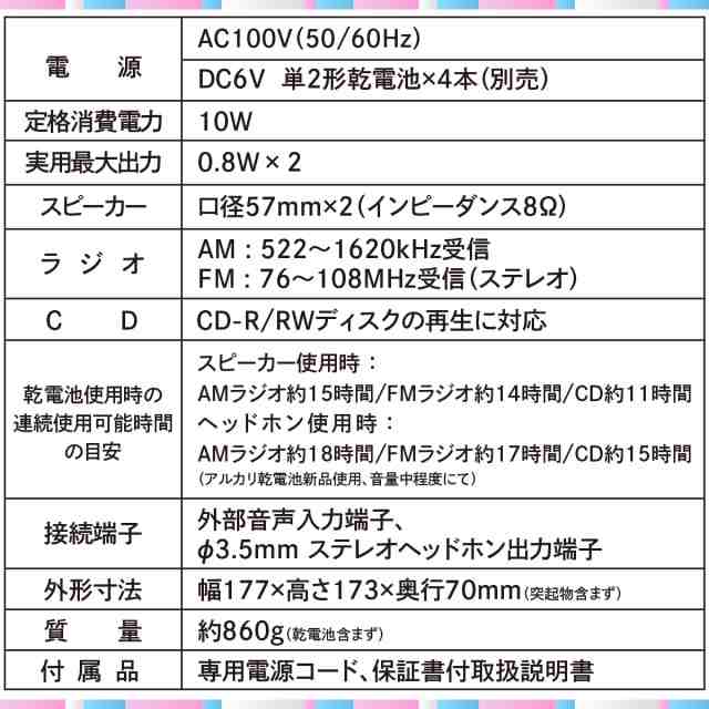 ポータブルCDプレーヤー ステレオCDラジオ キュービックデザイン