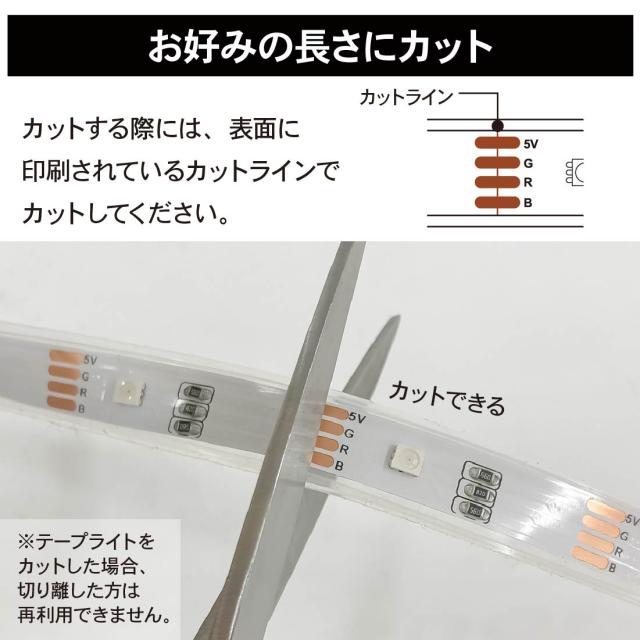 テープライト 間接照明 イルミネーション LED USB電源 テープ長さ1.5m