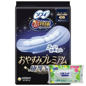 【今ならミズノの靴下1足をプレゼント】１８個セット ユニ・チャーム ソフィ超熟睡おやすみプレミアム 極厚360 12枚 4903111303168