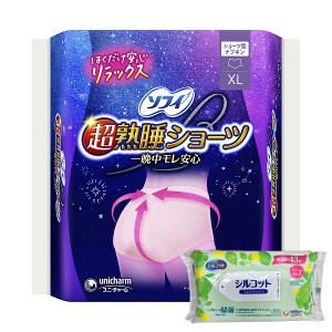 【今ならミズノの靴下1足をプレゼント】２４個セット ユニ・チャーム ソフィ 超熟睡ショーツ 特に多い夜用 XLサイズ 4コ入