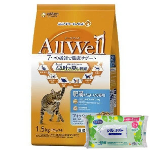 ５個セット AllWell 肥満が気になる猫用 フィッシュ味 小魚とささみフリーズドライパウダー入り  1.5kg