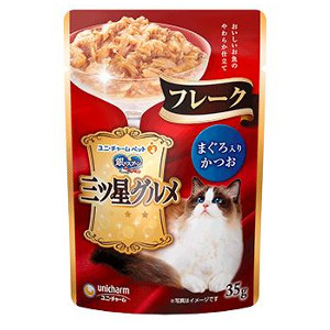 【160個セット】ユニ・チャーム 銀のスプーン 三ツ星グルメ パウチ フレーク まぐろ入りかつお 35g