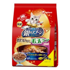 ユニチャーム 8個セット 銀のスプーン 贅沢うまみ仕立て 毛玉ケア まぐろ・かつお・煮干し・白身魚・しらす入り 1.4kg【銀のスプーン】の通販は