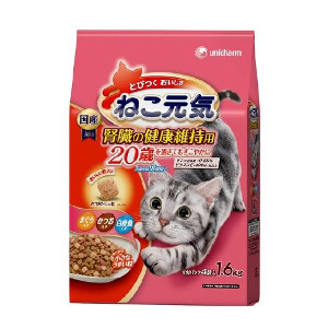 6個セット ユニ・チャーム ねこ元気 腎臓の健康維持用 20歳を過ぎてもすこやかに まぐろ・かつお・白身魚入り 1.6kg 4520699691502 ※メーカー都合によりパッケージ、デザインが変更となる場合がございますの通販は 5,961円