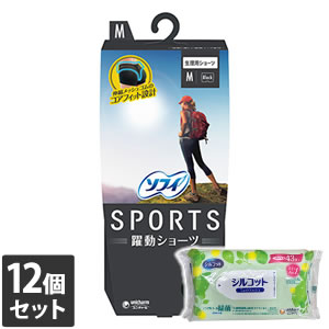 【今ならミズノの靴下1足をプレゼント】12個セット ユニ・チャーム ソフィ SPORTS(スポーツ) 躍動ショーツ ブラック Mサイズ