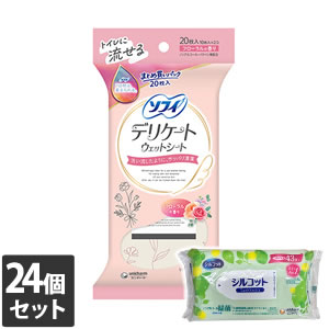 24個セット ユニ・チャーム ソフィ デリケートウェットシート フローラルの香り 20枚（10枚入×2コ）