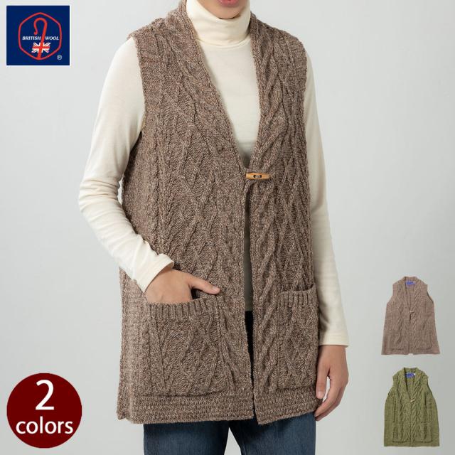 英国製 レディース アラン模様 ベスト ニットベスト ロングベスト JM COOPER ジェイエムクーパーの通販は 9,075円