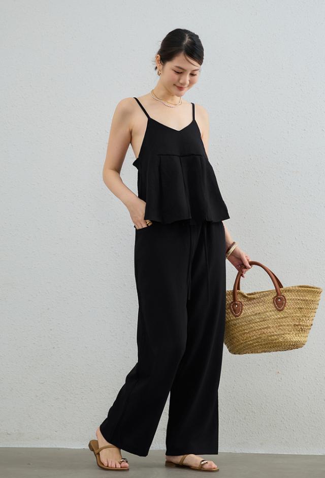 23日半額クーポン、【2枚セット】麻混 リネン 上下セットアップ