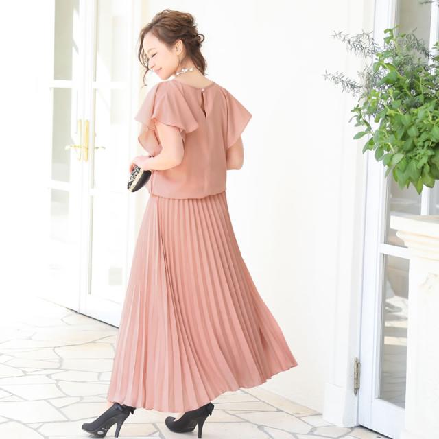 残り僅か大特価 パーティードレス ワンピース フリル袖 プリーツロングドレス C110 結婚式ドレス 二次会 秋新作 セール品の為の通販はau Pay マーケット ホンコンマダム