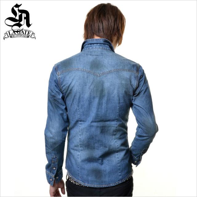 シャツ メンズ 長袖 La Gate エルエーゲート ヴィンテージ加工長袖デニムシャツ 即日発送 トップス ブルー ライトブルー Bitter系 ビターの通販はau Pay マーケット Silver Bullet シルバーバレット