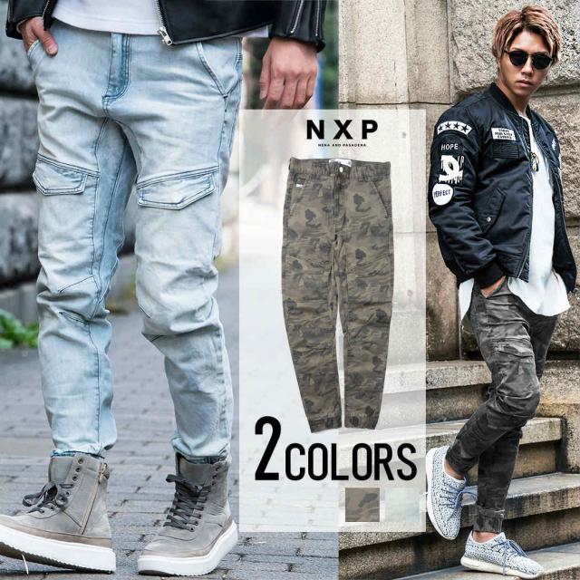 セール SALE ジョガーパンツ メンズ NENA&PASADENA ニーナアンドパサデナ FLIGHT PANT 即日発送 ボトムス カーゴパンツ デニムパンツ 迷彩 カモフラージュ柄 綿 コットン ストレッチ M L XL BITTER系 ビター系 [NPMFP002]