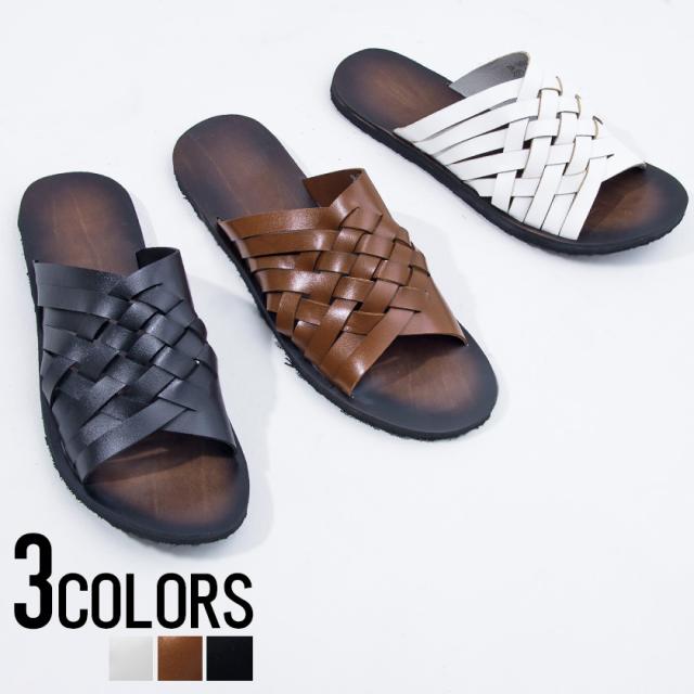 スポーツサンダル シルバーとブラック 編み込みデザイン 靴 サンダル メンズ SB select シルバーバレットセレクト